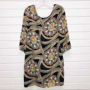 NWT Tulle Gathered Black Print Dress